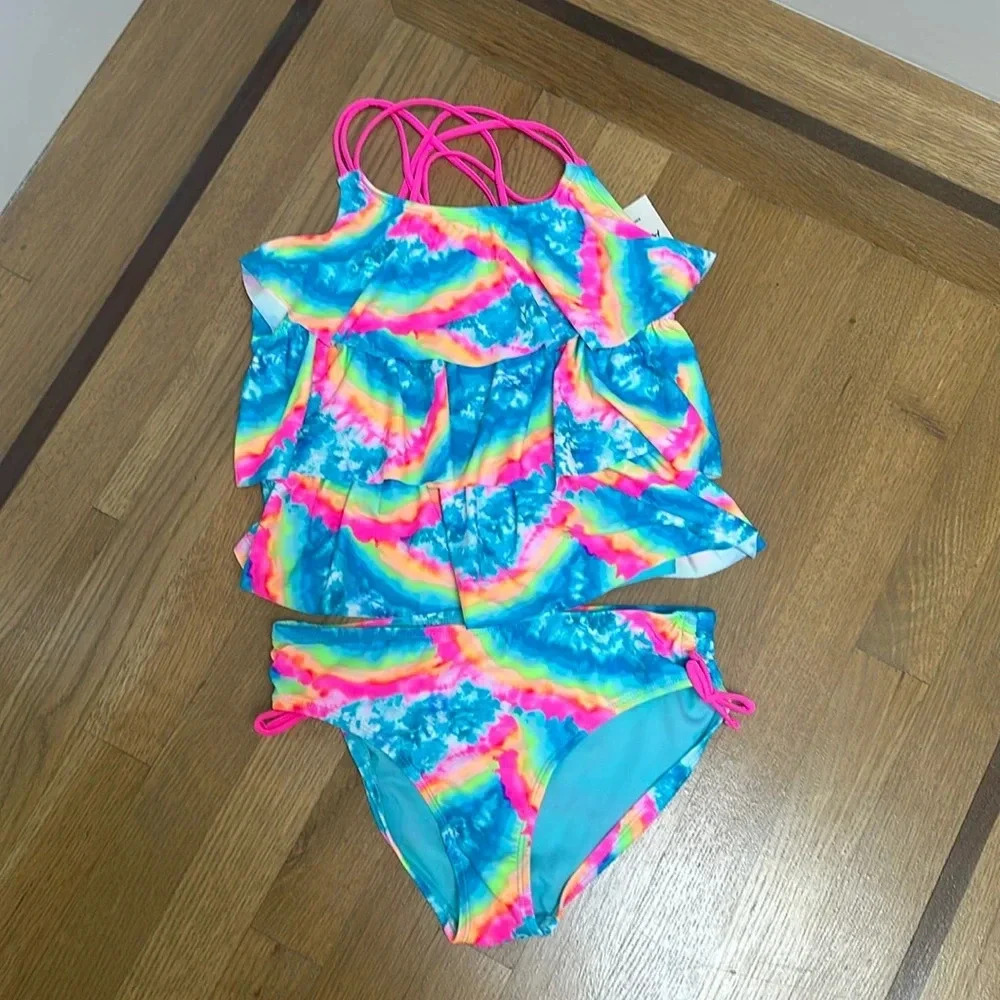 BNWT 2 piece rainbow swim suit